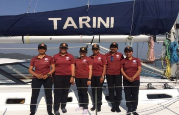All women crew Indian Naval sailing vessel Tarini set to sail around the globe