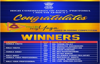 Winners from South Africa in  'My Life My Yoga' Video Blogging Competition