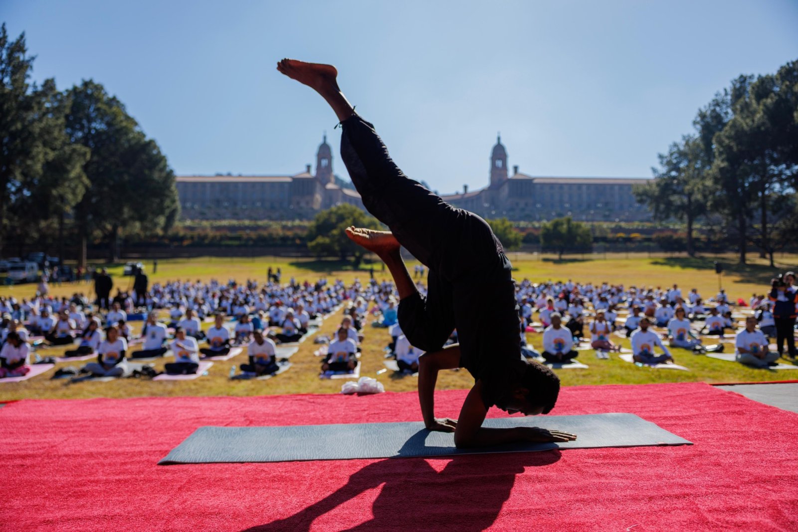 11th International Day of Yoga celebrated with great enthusiasm at the Iconic Union Building, South Lawns, Pretoria with the participation of South African & Indian community members.  The Yoga Trainers/ Teachers of various Yoga Institutes, kids, students enjoyed the various segments of Yoga i.e. Yoga poses/ asanas, meditation and laughter yoga.  On this occasion, High Commissioner Prabhat Kumar felicitated the Yoga Trainers.
