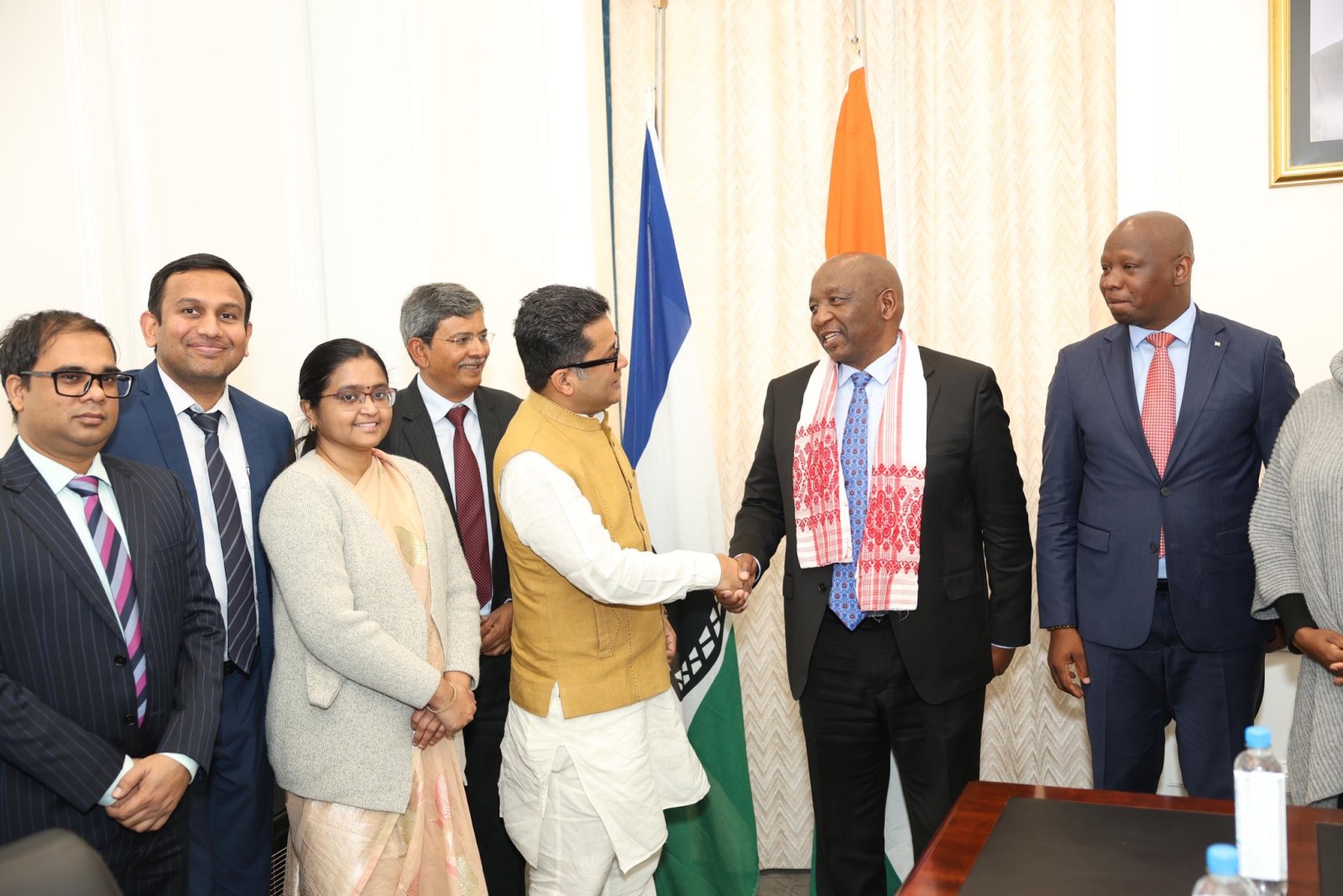 During the visit to the Kingdom of Lesotho, the Hon. Minister of State for External Affairs, Shri Pabitra Margherita called on the Prime Minister of Lesotho Right Hon’ble Samuel Ntsokoane Matekane, and conveyed greetings from PM Shri Narendra Modi ji.