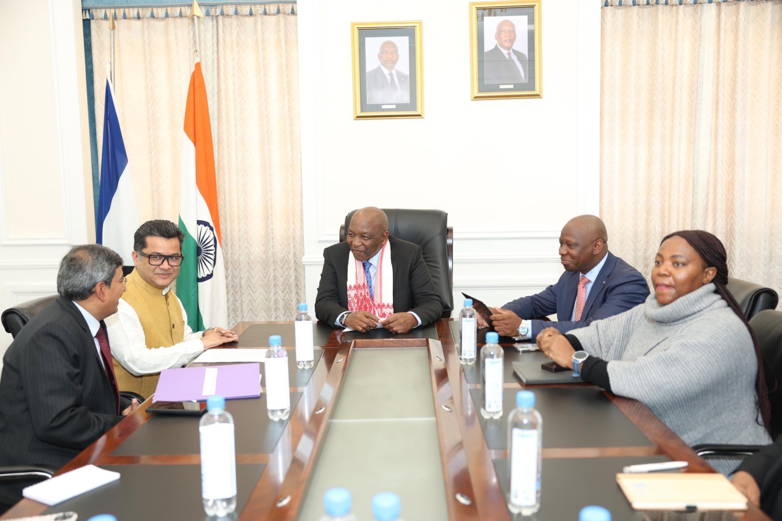 During the visit to the Kingdom of Lesotho, the Hon. Minister of State for External Affairs, Shri Pabitra Margherita called on the Prime Minister of Lesotho Right Hon’ble Samuel Ntsokoane Matekane, and conveyed greetings from PM Shri Narendra Modi ji.