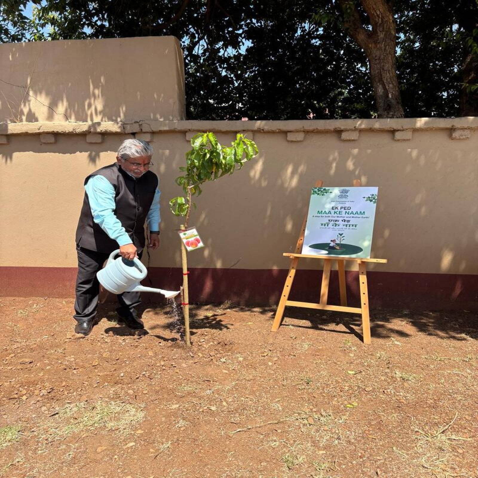 As part of the thematic activities organized by the High Commission of India during the special period (Sep 15 to Oct 02, 2025), Deputy High Commissioner, Ms. Banu Prakash and Mr. Grant Tate, Director of North American International School,  planted saplings under the theme “Ek Ped Maa Ke Naam” in the premises of North American School (NAIS), Pretoria, South Africa.