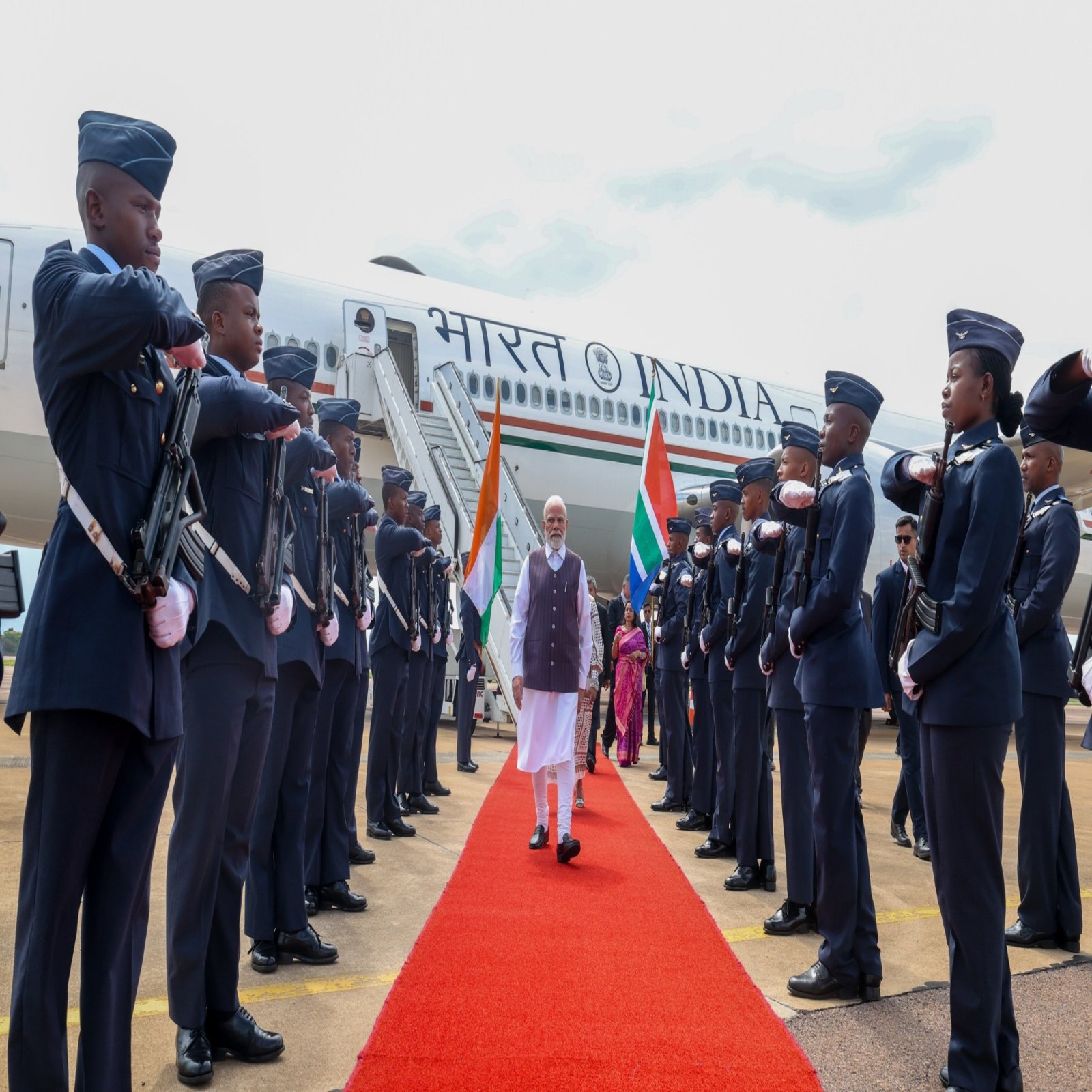 The Hon'ble Prime Minister Narendra Modi Narendra Modi arrived in Johannesburg, South Africa to attend G20 Summit. Look forward to productive discussions with world leaders on key global issues, and focus will be on strengthening cooperation, advancing development priorities and ensuring a better future for all.