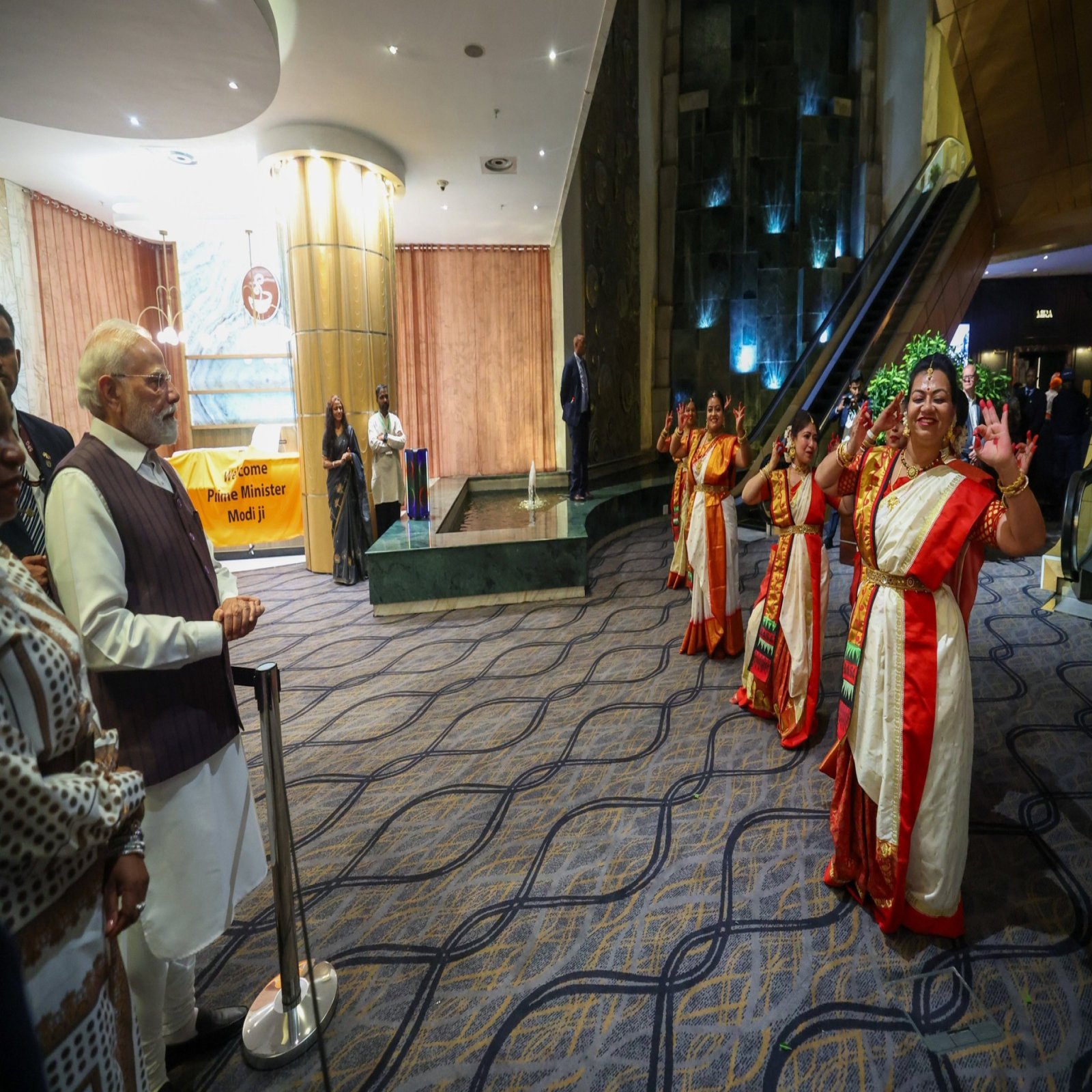 The Hon'ble Prime Minister of India Shri Narendra Modi deeply touched by the warm welcome from the Indian community on his arrival in South Africa to attend G20 South Africa.