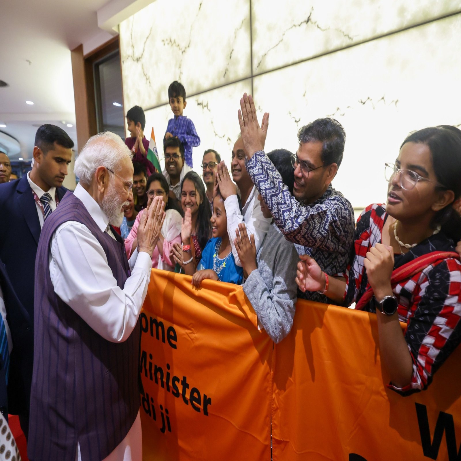 The Hon'ble Prime Minister of India Shri Narendra Modi deeply touched by the warm welcome from the Indian community on his arrival in South Africa to attend G20 South Africa.
