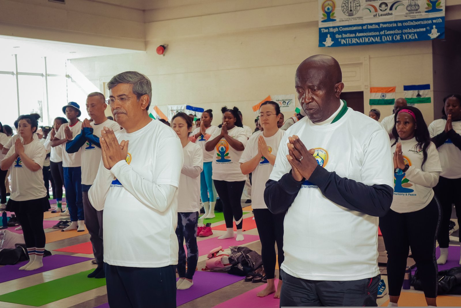 The Hon. Minister of Labour & Employment H.E. Tseliso Mokhsi, Kingdom of Lesotho and H.E. Prabhat Kumar, High Commissioner of India to South Africa and Lesotho and attended the #IDY2025 Celebration, and highlighted the importance of Yoga in our daily life.  The High Commission of India, Pretoria, in collaboration with the Indian Association of Lesotho celebrated the 11th International Day of Yoga in Maseru, Lesotho