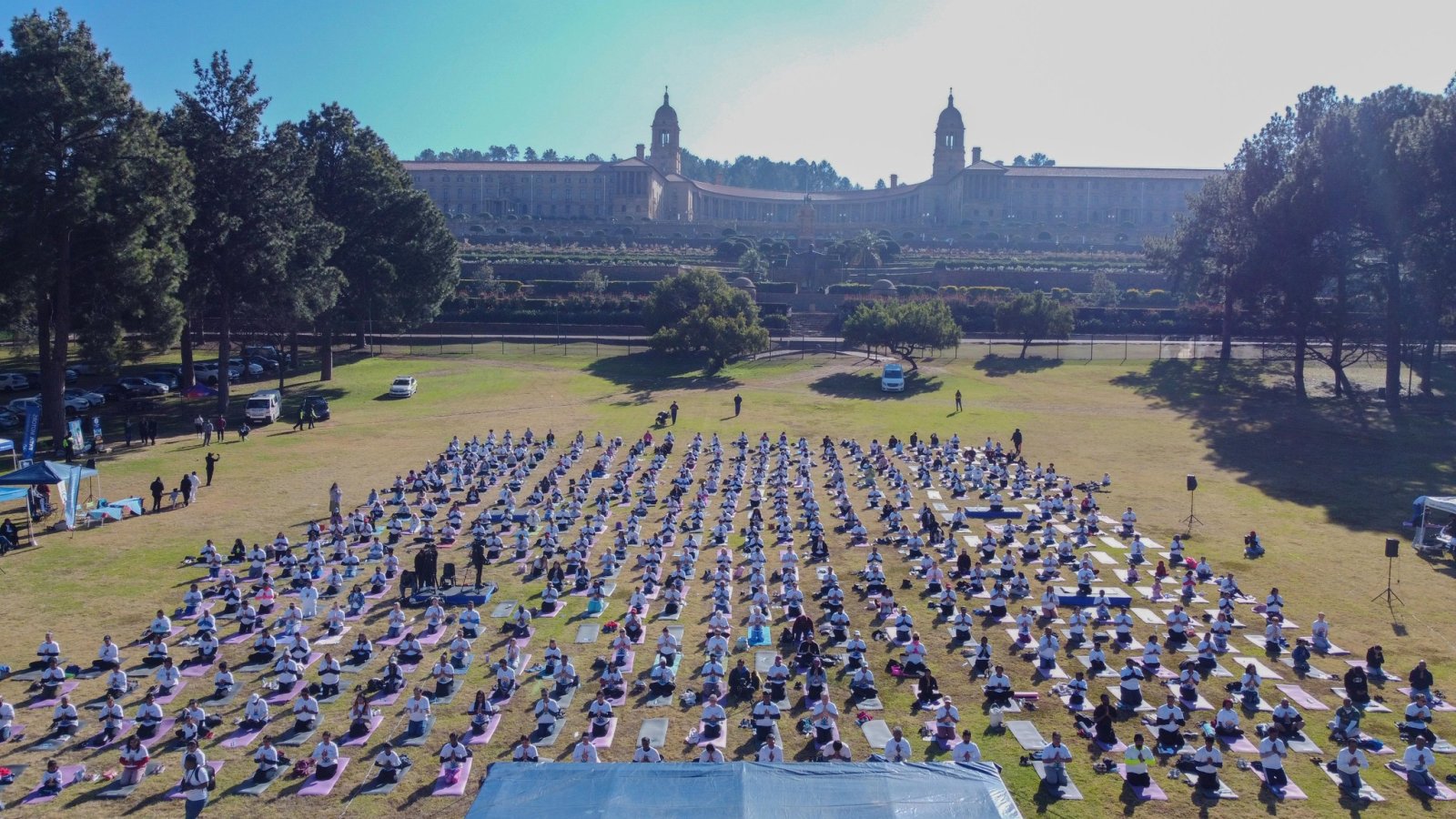 11th International Day of Yoga celebrated with great enthusiasm at the Iconic Union Building, South Lawns, Pretoria with the participation of South African & Indian community members.  The Yoga Trainers/ Teachers of various Yoga Institutes, kids, students enjoyed the various segments of Yoga i.e. Yoga poses/ asanas, meditation and laughter yoga.  On this occasion, High Commissioner Prabhat Kumar felicitated the Yoga Trainers.