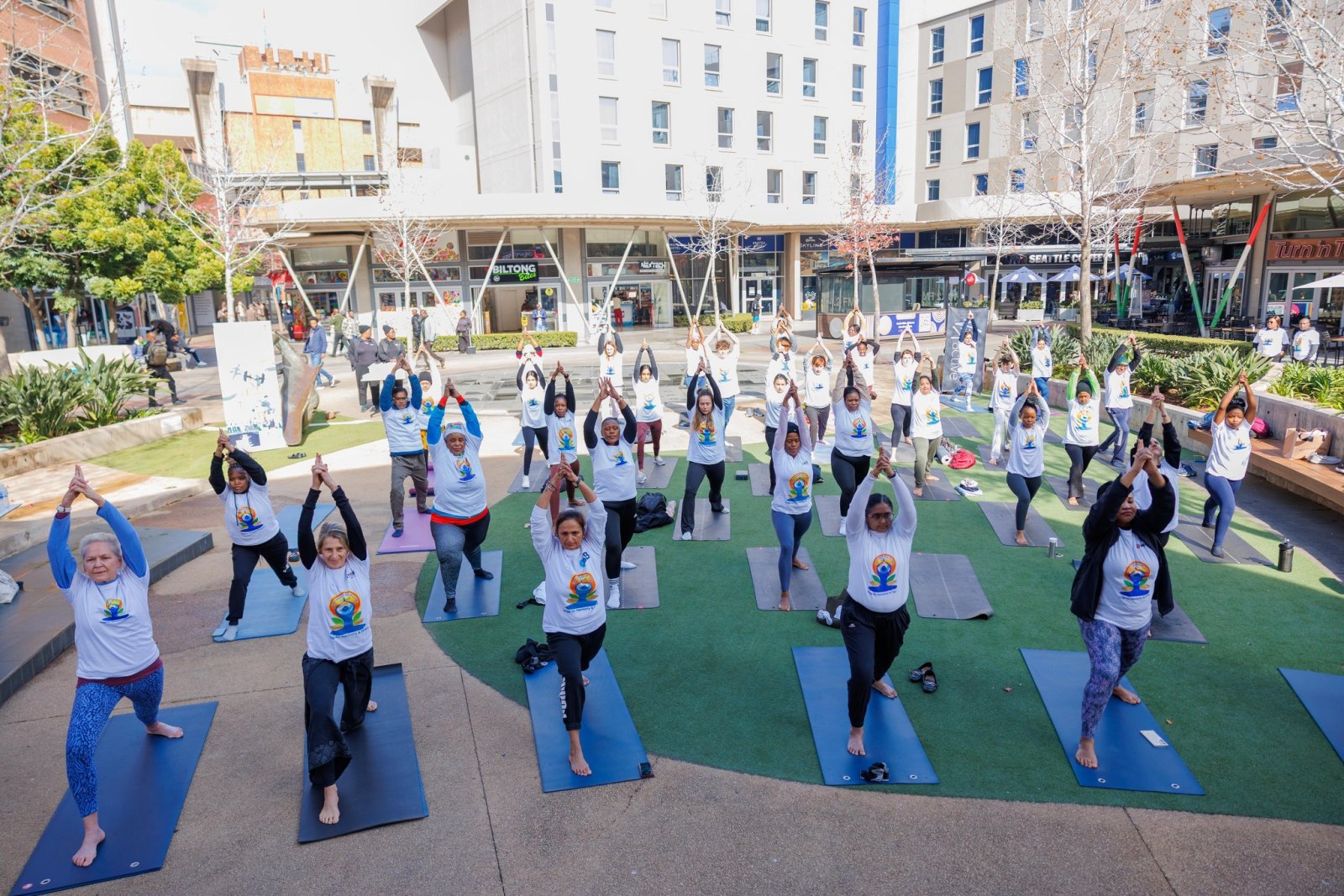 On 13 June 2025, as a run up to the International Day of Yoga, a collaborative event was held at the Loftus Park Pretoria with M/s Virgin Active Gym. Ms. Banu Prakash, Deputy High Commissioner and Mr. Katlego Mokwena, General Manager Virgin Active Gym highlighted the importance of Yoga as a fitness regiment in our daily life, and over all well-being.