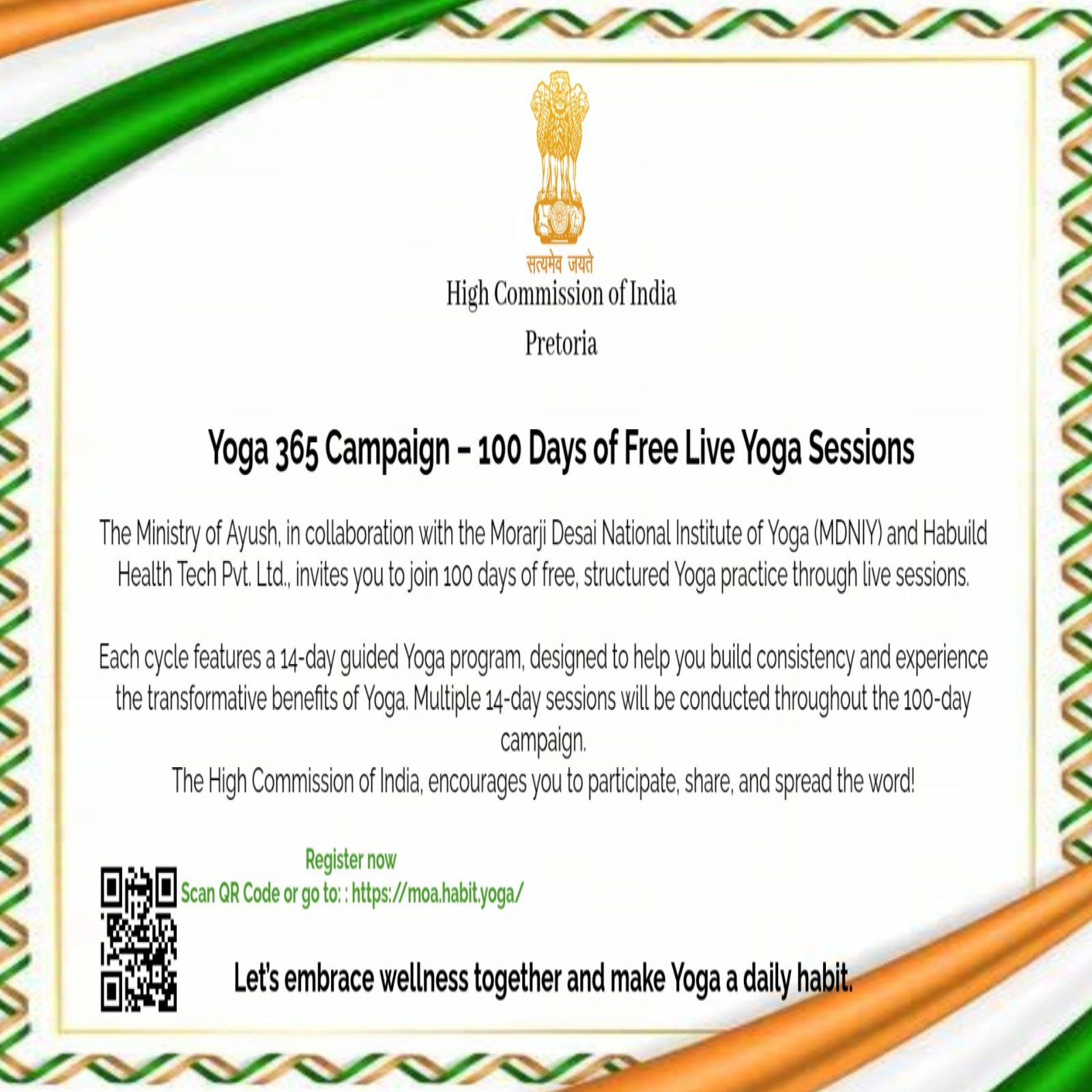 YOGA 365 CAMPAIGN -100 DAYS FREE LIVE YOGA SESSIONS