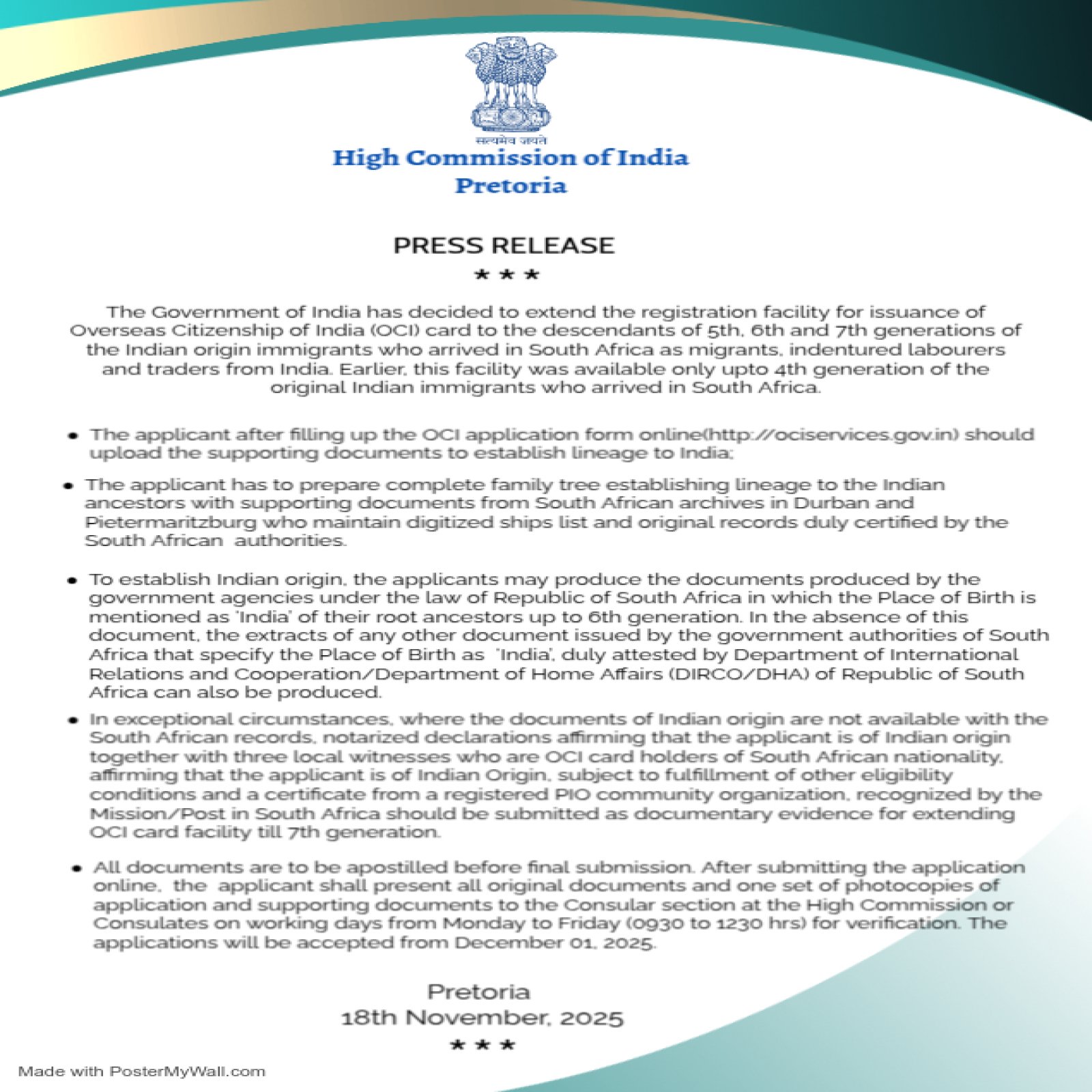 OCI for 5th to 7th Generation