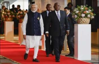 South African President Cyril Ramaphosa arrives in New Delhi to attend G20 Summit 